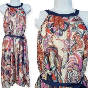 NWOT Liberty London white orange & purple floral paisley A-line dress Wo…